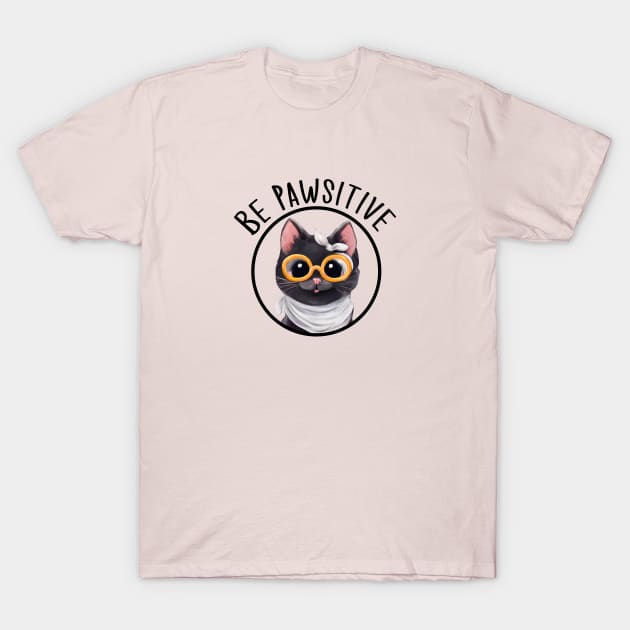 Stay Pawsitive Shirt, Be Pawsitive Shirt, Cat Positivity Shirt, Sarcastic Cat Shirt, cute paw t-shirt, Pawsitive Catitude, Funny Cat Lady Gift, Cat Mom Shirt Gift, Nerd Cat Shirt, Funny Nerdy Cat, Cute Nerd Cat Shirt, Cute Nerd Shirt, Cat Owner Gift Tee T-Shirt by GraviTeeGraphics